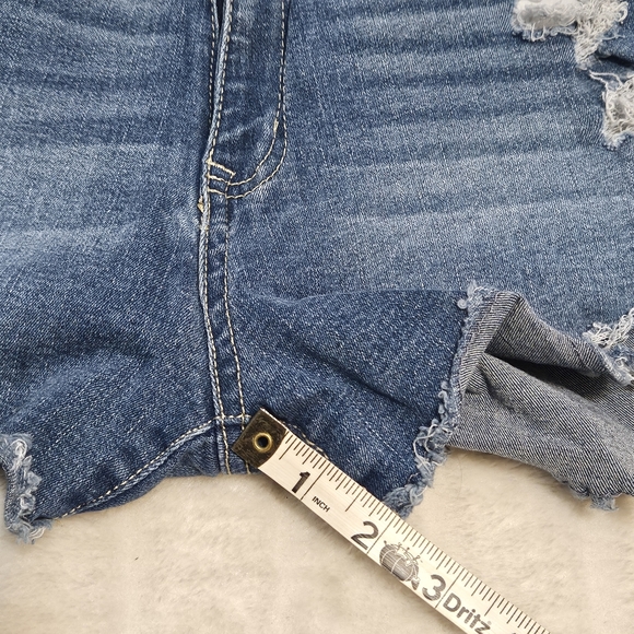 BOGO Free🦋 Aeropostale High Rise Midi Distressed Denim Shorts - Picture 10 of 13